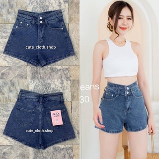 5630 G.D Jeans ยีนส์ขาสั้นผ้าด้าน(ทรงเอวสูง)สีเข้ม อัดเพชร💎💎รอบขอบเอวแบบเก๋ๆ