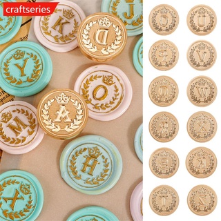 Craftseries หัวแสตมป์โลหะ ลายตัวอักษรยุโรป 25 มม. พร้อมตราประทับขี้ผึ้ง สําหรับตกแต่งซองจดหมายเชิญงานแต่งงาน B4U9