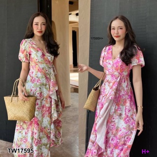 สอบถามสต้อกก่อนโอนค่า เดรสยาวทรงแบบกิมิโน แขนตุ๊กตา สีขาว ชมพู ใส่ไปทะเล มาใหม่ TW17595