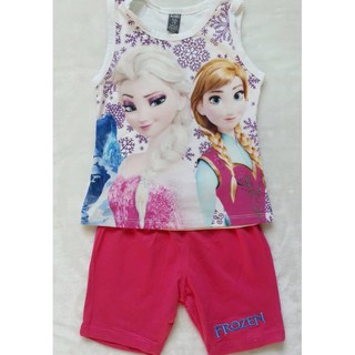 Jumbo Kids : ชุดเซ็ท เสื้อ+กางเกง พิมพ์ลาย Frozen สีฟ้า สีขาว เนื้อผ้ายืด นิ่ม เด้ง ทรงสวยค่ะ size 1y