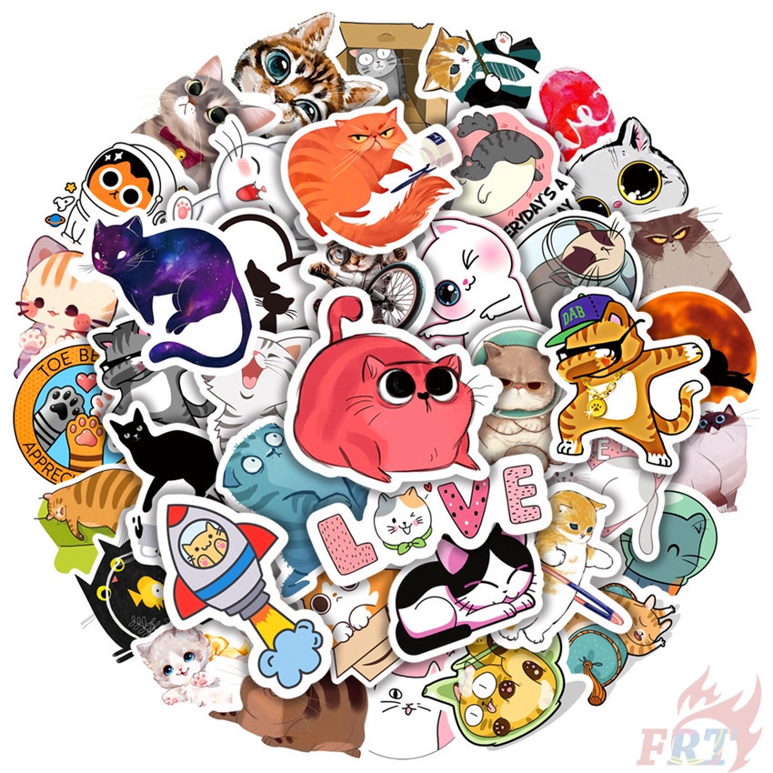 100-ชิ้น-ชุด-สติกเกอร์-ลายแมวน่ารัก-ตลก-สําหรับตกแต่ง-สติกเกอร์-ลายกราฟฟิติ-กันน้ํา-diy