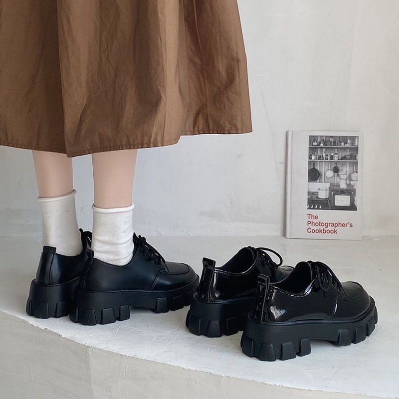 ภาพสินค้าจัดส่งตอนนี้ รองเท้าหนังผู้หญิงสไตล์อังกฤษใหม่ ใหม่ ก้นหนา สไตล์มหาลัย ผูกเชือก รองเท้าผู้หญิง จากร้าน ging38m_dl บน Shopee ภาพที่ 3
