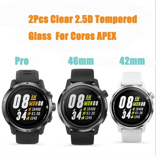 กระจกนิรภัยอลูมิเนียมเหล็กกันรอยหน้าจอ Hd สําหรับ Coros Apex Pro / 46mm / 42mm [ 2 ชิ้น ]