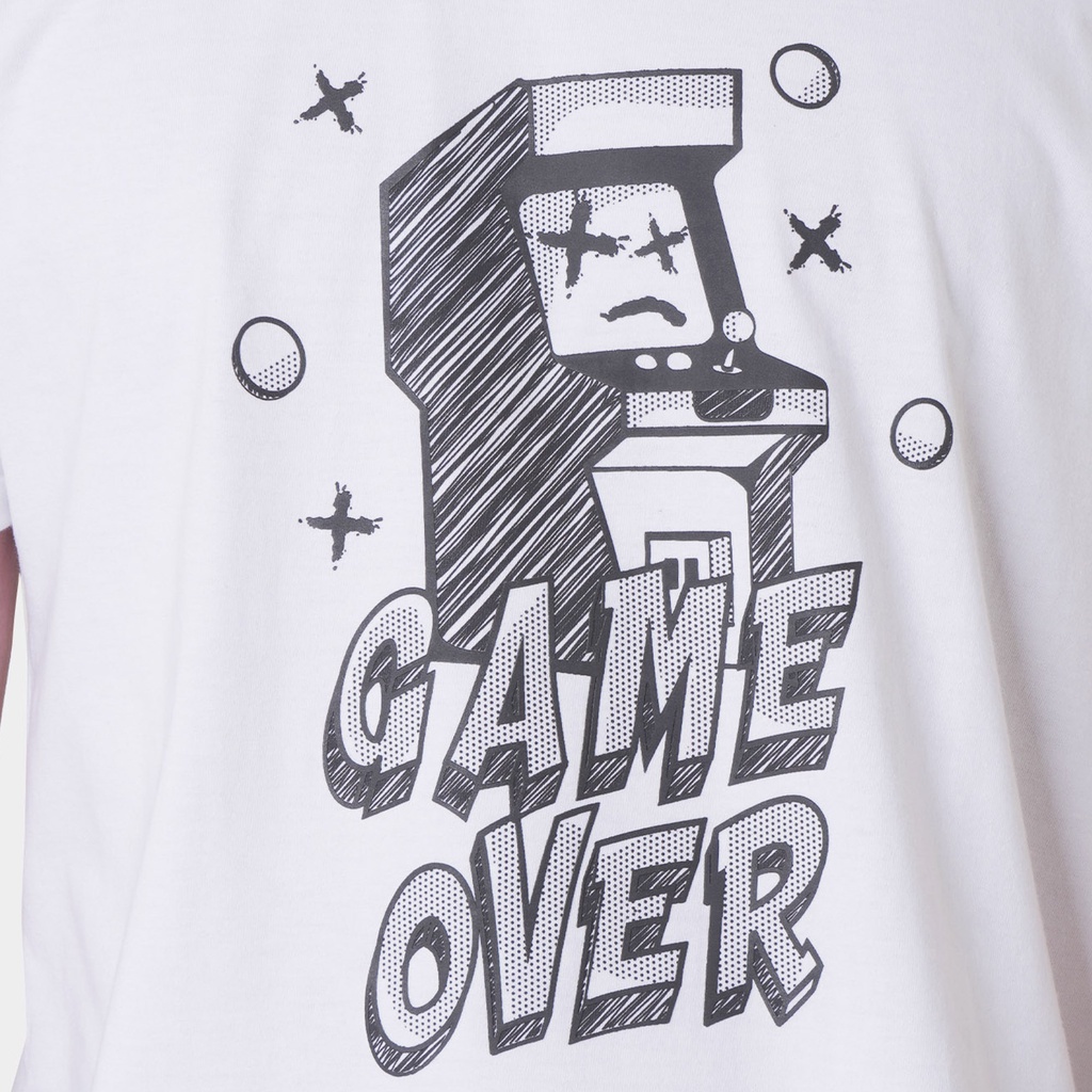 แฟชั่นยูนิเซ็กซ์-เสื้อยืดพิมพ์ลาย-game-over-สำหรับผู้ชาย-สีขาว