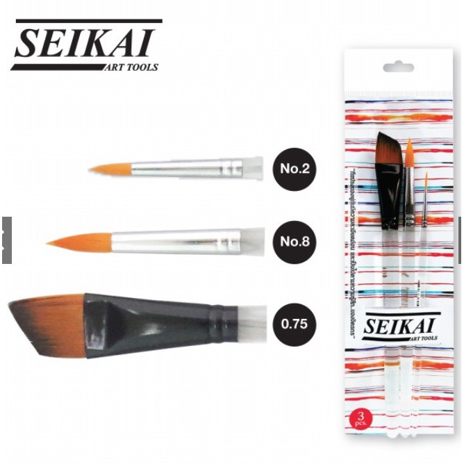 seikai-ชุดพู่กันสีน้ำอะคริคใส-3-ด้าม