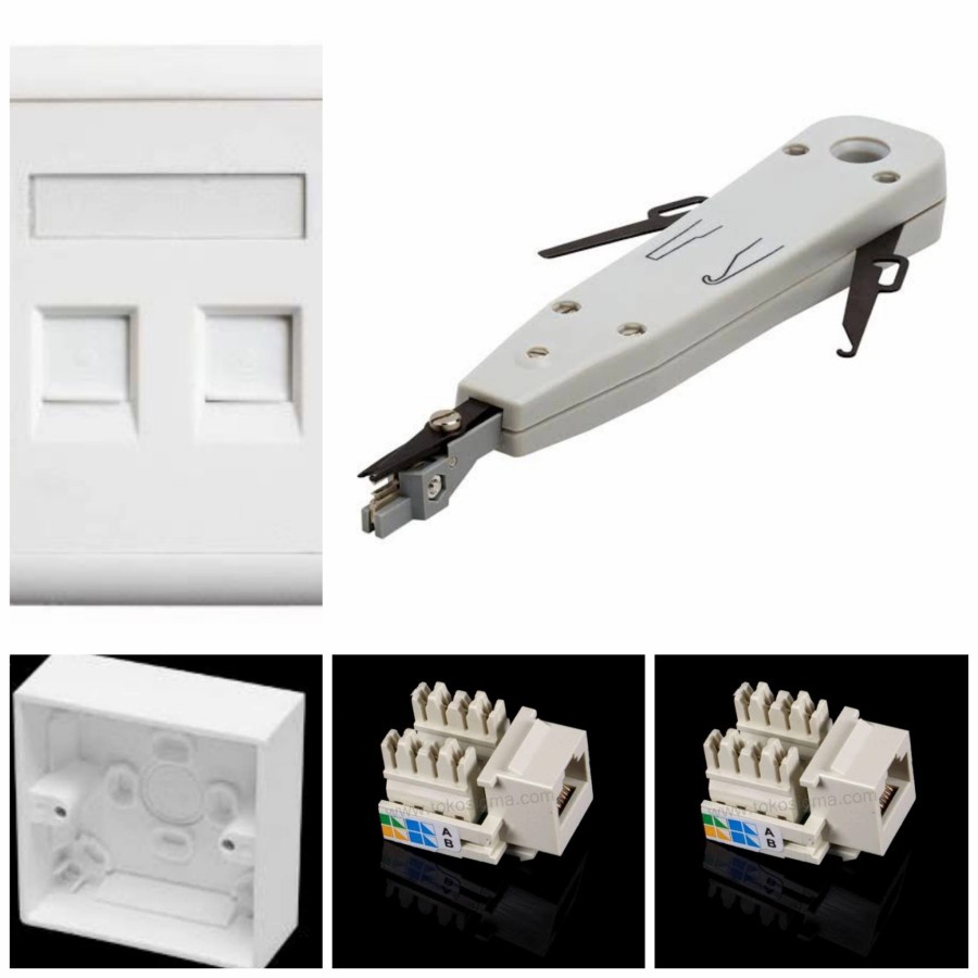 แพ็กเกจ Faceplate rj45 L+modular rj45cat5e+pachdowntool+outbow | Shopee ...