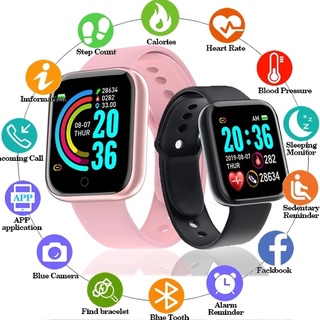 【BIG SALE】Y68 smart watch ผู้ชายผู้หญิงความดันโลหิต กันน้ำ heart rate monitor ฟิตเนสกีฬาติดตามสำหรับ android ios