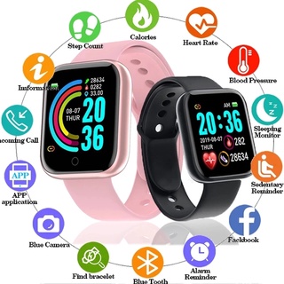 【BIG SALE】Y68 smart watch ผู้ชายผู้หญิงความดันโลหิต กันน้ำ heart rate monitor ฟิตเนสกีฬาติดตามสำหรับ android ios