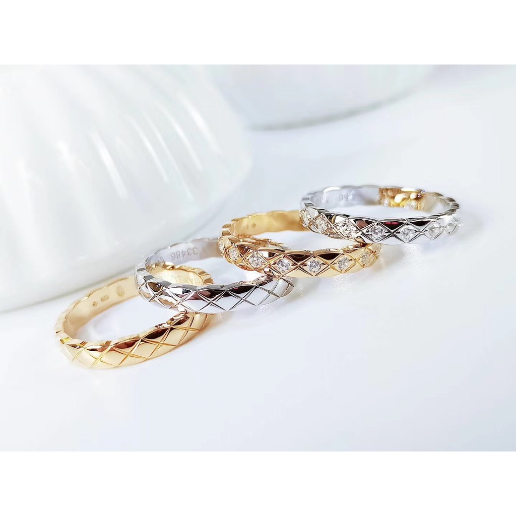 ภาพสินค้า2022 ใหม่ล่าสุดแหวนโกโก้ครัชมอนิฟเวอร์มินิ 18 K สีเบจทองกับเพชร จากร้าน herme.th บน Shopee ภาพที่ 2