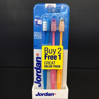 ซื้อ 2แถม1 JORDAN* Smile Soft/Medium (บรรจุ 3 ด้าม)จอร์แดน สไมล์ ซอฟท์แอนด์มีเดียม แปรงสีฟัน ขนนุ่มถึงปานกลาง