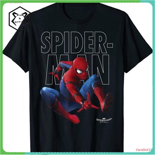 Carelin1188 Marvel Spider-Man Homecoming Outlined Epic Jump Pose T-Shirt T-Shirt ดพิมพ์ลาย เสื้อยืดผ้าฝ้าย คอกลม cotton