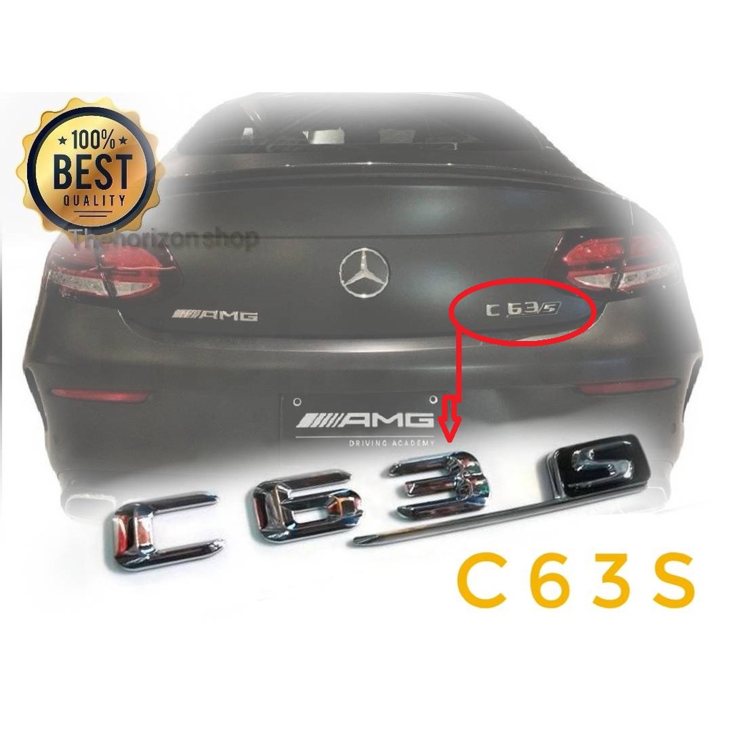 แผ่นป้าย-logo-c-63s-สําหรับ-mercedes-benz-สีชุบโครเมี่ยม-งานอย่างดี-เทียบแท้เยอรมันนี-มาร้านนี่จบในที่เดียว