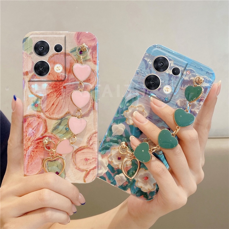 ready-stock-2023-เคส-oppo-reno-9-pro-reno9-pro-reno-8-5g-reno8-pro-reno8z-new-fashion-with-heart-bracelet-painting-flowers-soft-case-cover-เคสโทรศัพท์-reno9pro-reno8pro-camera-lens-protection