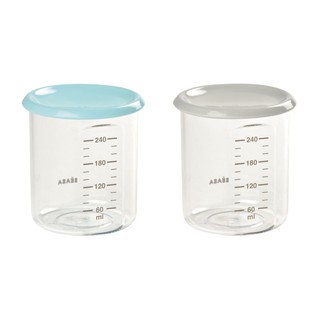 BEABA ชุดกระปุกเก็บอาหาร Tritan ฝาปิดสูญญากาศ Set of 2 Maxi Portion (2 x 240 ml) - Light Blue/Grey