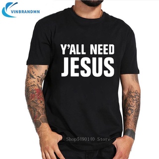 ชุดเซ็ต 2 ชิ้น - เสื้อยืดผู้ชายปี 2022 YALL ต้องการ JESUS เสื้อยืดสีขาวตลกออกแบบตัวอักษร Streetwea