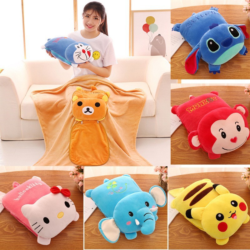 ปลอกหมอนผ้าห่มลายการ์ตูนโดราเอมอน 2 in 1 pillow and blanket Shopee