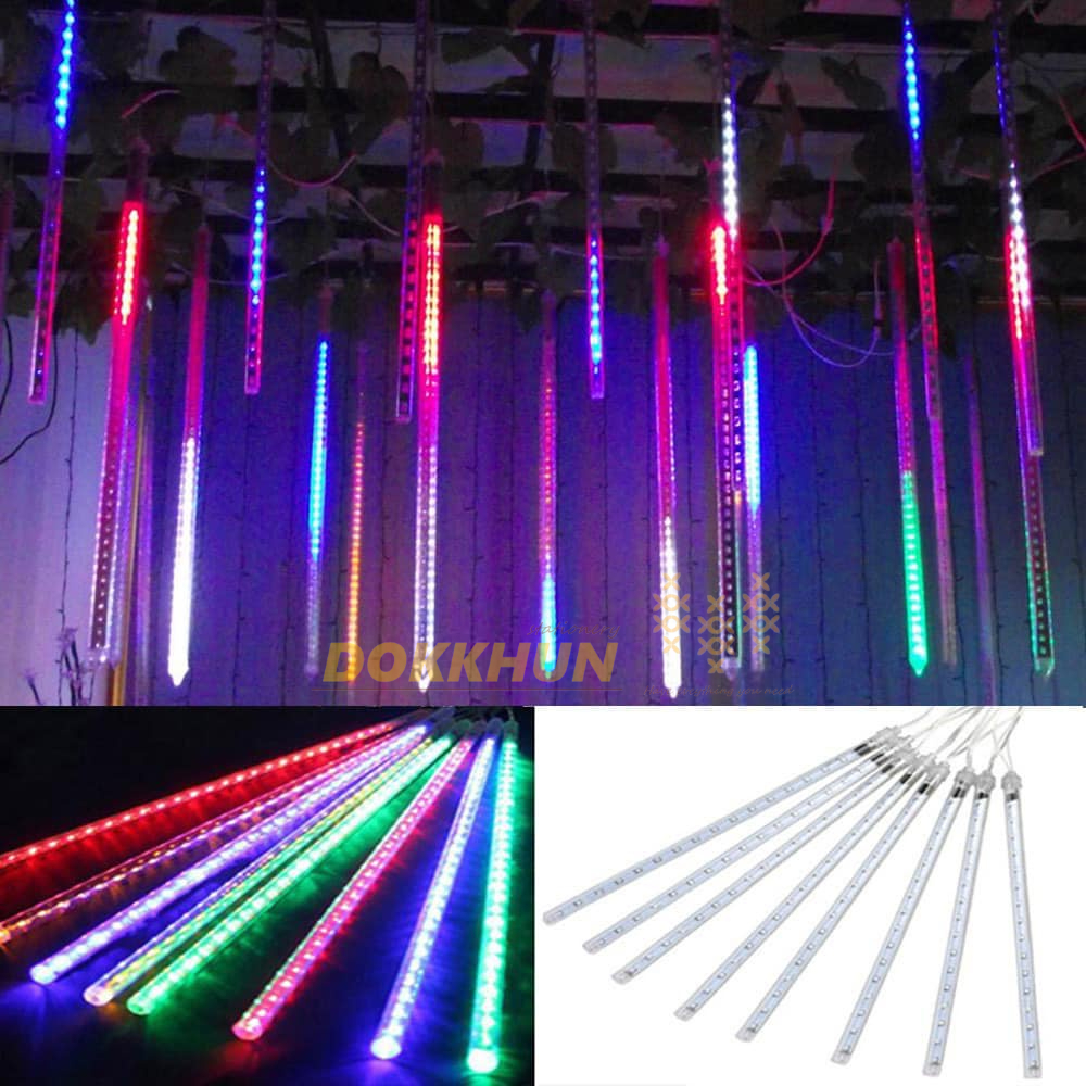 led-ไฟดาวตกฝนฝนตก-8-หลอดต้นคริสต์มาส-กลางแจ้ง-eu-plug-30cm-พร้อมส่ง