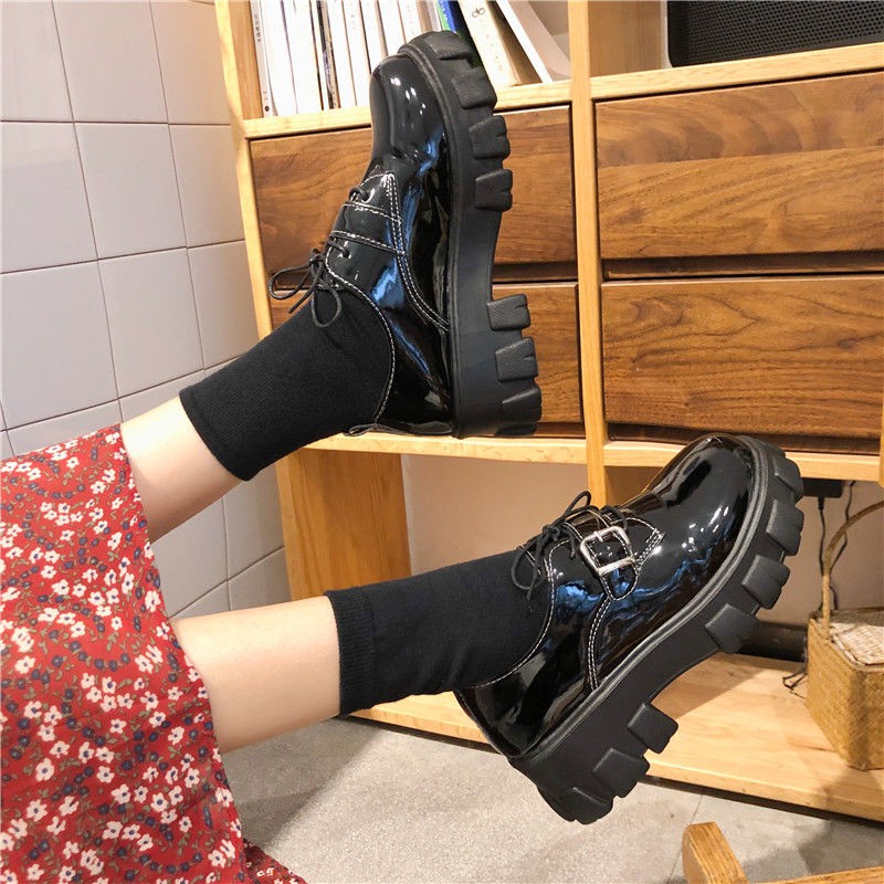 ภาพสินค้ารองเท้าหนังขนาดเล็กหญิงสไตล์อังกฤษสีดำ ins2020 ฤดูใบไม้ผลิใหม่เกาหลีรองเท้าส้นสูงแพลตฟอร์ม ulzzang ป่า จากร้าน chutimasu2012 บน Shopee ภาพที่ 5