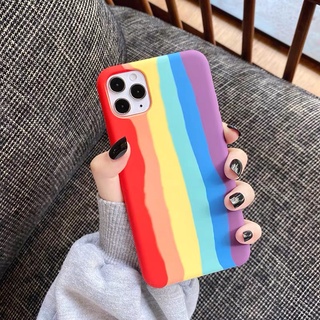 [ พร้อมส่ง ] Case Oppo Reno3Pro งานกำมะหยี่สายรุ้ง เคสสายรุ้งไล่โทนสีนิ่ม For เคสออฟโป้ ส่งจากไทย