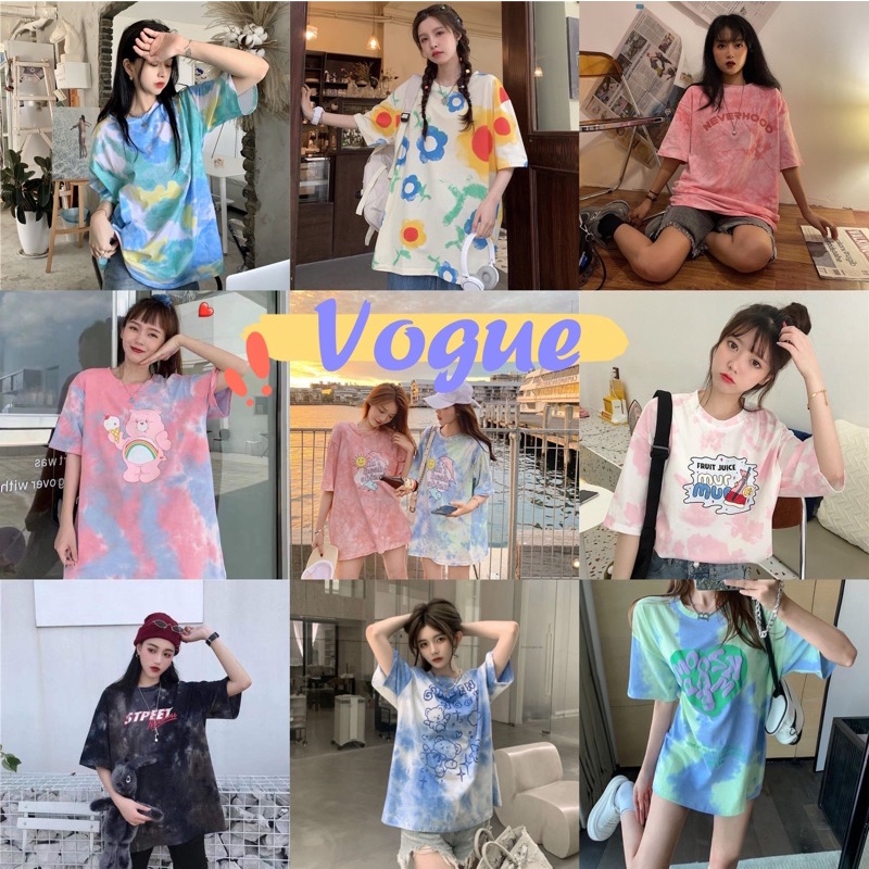 ภาพหน้าปกสินค้าVogue พร้อมส่ง เสื้อ​ยืดลายมัดย้อม​ unisex ร้านโว๊ก​( TX )