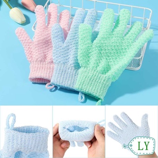 สินค้า Ly ถุงมืออาบน้ํา ยืดหยุ่นสูง นุ่ม ทําความสะอาดร่างกาย ถุงมือลอก ห้านิ้ว ขัดผิว โดยไม่ระคายเคือง อาบน้ํา สปา กําจัดผิวที่ตายแล้ว สองด้าน หนา ผ้าขนหนูอาบน้ํา