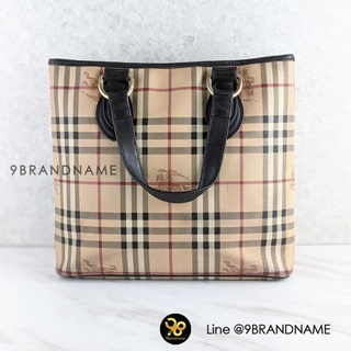 Used Burberry Onslow Tote Chocolate Canvas สก็อตน้ำตาล