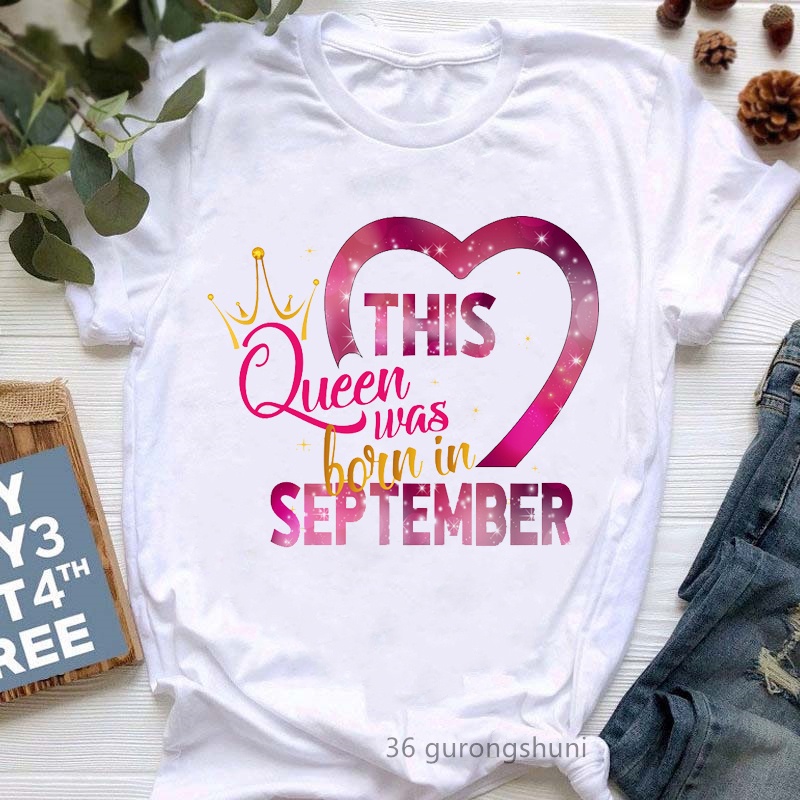 เสื้อยืด-พิมพ์ลายกราฟฟิค-happy-birthday-golden-crown-queen-are-born-in-january-to-december-แฟชั่นวันเกิด-สําหรับผู้หญิง