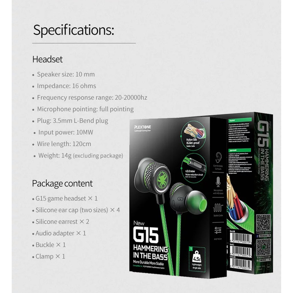 ภาพสินค้าPlextone G15 V.3 หูฟังเกมมิ่ง สุดคุ้ม รับประกัน 1 ปี Gaming Earphones 1 Year Warranty จากร้าน kadonlinestorethailand บน Shopee ภาพที่ 7