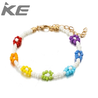 Jewelry Simple Color Rice Bead Flower Anklet Beach Holiday Anklet for girls for women low pric