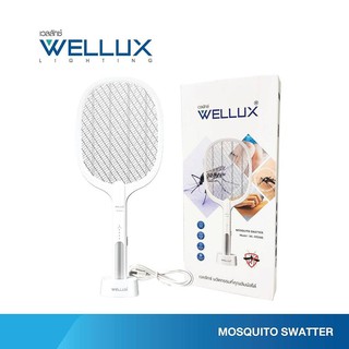 Wellux ไม้ตียุงไฟฟ้า แบบชาร์จ 2in1 พร้อมไฟดักยุงแสงสีม่วง มาพร้อมแท่นชาร์จ Mosquito Swatter และ ครื่องดักยุงและแมลงไฟฟ้ามาพร้อมไฟล่อยุง สไตล์มินิมอล Mosquito Killer