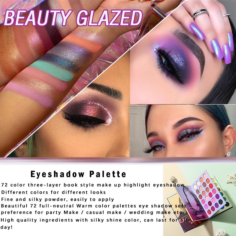 beauty-glazed-highly-pigmented-eyeshadow-palette-pearlescent-matte-eye-makeup-เครื่องสำอางกันน้ำ-72-สี