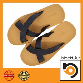 🔰 BlackOut cross 🔰 รองเท้าแตะ รองเท้ายางกันลื่น พื้นทอง(หูดำ)