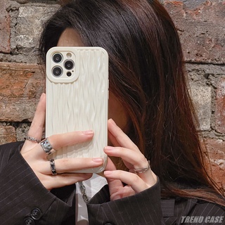 เคสโทรศัพท์มือถือ แบบนิ่ม ป้องกันกระแทก ลายคลื่นน้ํา สีขาว สําหรับ iPhone 13 12 11 Pro Max XS Max X XR
