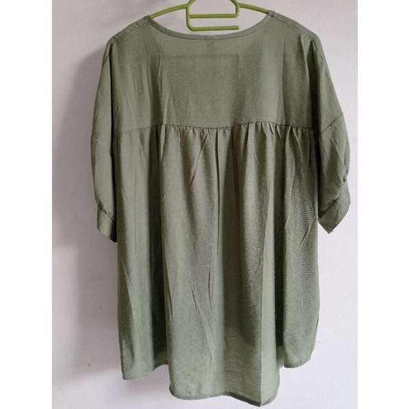รหัสส055-เสื้ออก-48นิ้ว-สีเขียว-ผ้าลินินญี่ปุ่น-เสื้อสาวอวบ-เสื้อคนอ้วน-plus-size