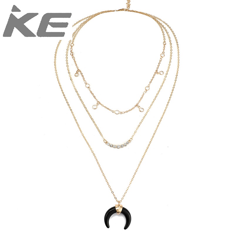 diamond-black-crescent-horn-multi-necklace-all-match-moon-pendant-necklace-clavicle-chain-for