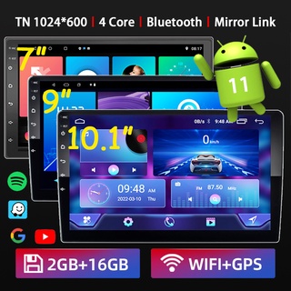 เครื่องเล่นมัลติมีเดีย GPS 2 DIN Android 11 2DIN 7 9 10 นิ้ว 2G+16G สเตอริโอ GPS บลูทูธ WiFi พร้อมกล้องถอยหลัง สําหรับรถยนต์