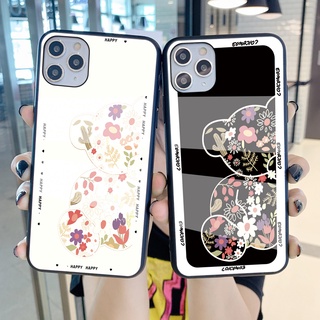 เคสโทรศัพท์มือถือแบบแก้วแข็ง ลายดอกไม้ หมี แฟชั่น สําหรับ OPPO Find x x2 Neo Lite F9 F11 Pro F1s F15 F5 YOUTH F7 F1 F3 Lite