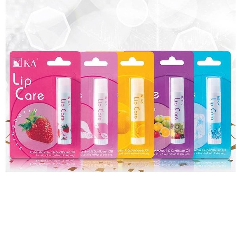 1-แพ็ค-24-แท่ง-ka-lip-care-เคเอ-ลิป-แคร์-บำรุงริมฝีปาก-ลิปมัน-เคเอ-ka-lip-care-กลิ่นผลไม้-ขนาด-3-5-กรัม