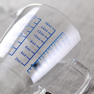 แก้วตวง ถ้วยตวง แก้วบอโรซิลิเกต borosilicate ทนความร้อนสูง เนื้อหนา น้ำหนักเบา วัดได้3หน่วย cup oz ml. ขนาด 250ml, 500ml