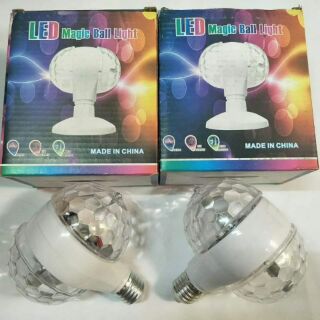 ไฟดิสโก้เทค ไฟเทค ไฟเธค ไฟดิสโก้ ไฟปาร์ตี้ LED full color rotating lamp หัวคคู่คคู่ (สีขาว)#แบบใส่ขั่วหลอดไฟ