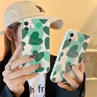 เคสโทรศัพท์มือถือ ซิลิโคนนุ่ม ลายหัวใจ สีเขียว สําหรับ Samsung A02S a03s A02 M02 A10S A22 M22 A52 A52S A72 A32 A31 A50S A50 A30S A20 A30 A71 A51 A11 M11 A12 M12 A10 M10 M52 A20S A33 A13 5G