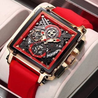 ภาพหน้าปกสินค้าLIGE หรูหราใหม่นาฬิกาผู้ชาย​นาฬิกากันน้ำสแควร์ควอตซ์นาฬิกาผู้ชายวันที่กีฬากลวงนาลิกาข้อมือ+ กล่อง ที่เกี่ยวข้อง
