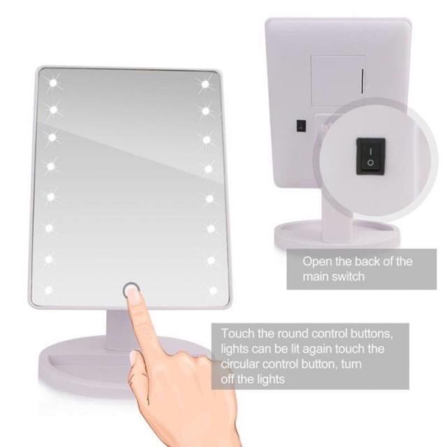 กระจกแต่งหน้า-ไฟ-led-ง่ายแค่สัมผัส-touch-screen-ปรับได้-180-องศา