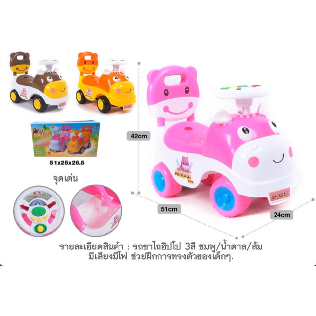 ภาพหน้าปกสินค้ารถขาไถฮิปโปน้อย เสริมพัฒนาการ จากร้าน hajigo165 บน Shopee