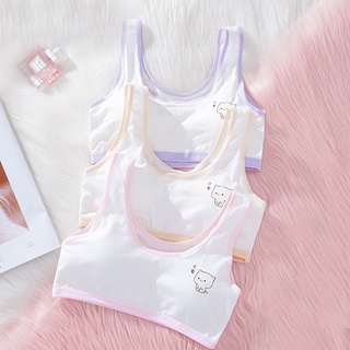 CM035 เสื้อในเด็ก ลายหมี ขอบสี ผ้าคอตตอล สวมง่าย ใส่สบาย