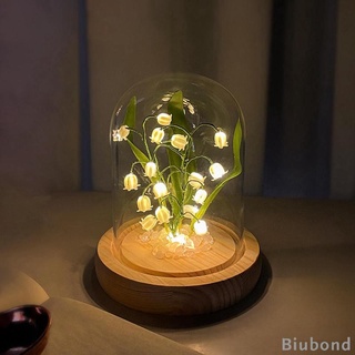 [Biubond] โคมไฟ LED รูปโดม ดอกลิลลี่แห่งหุบเขา ใช้แบตเตอรี่ สําหรับตกแต่งโต๊ะ ห้องนอน