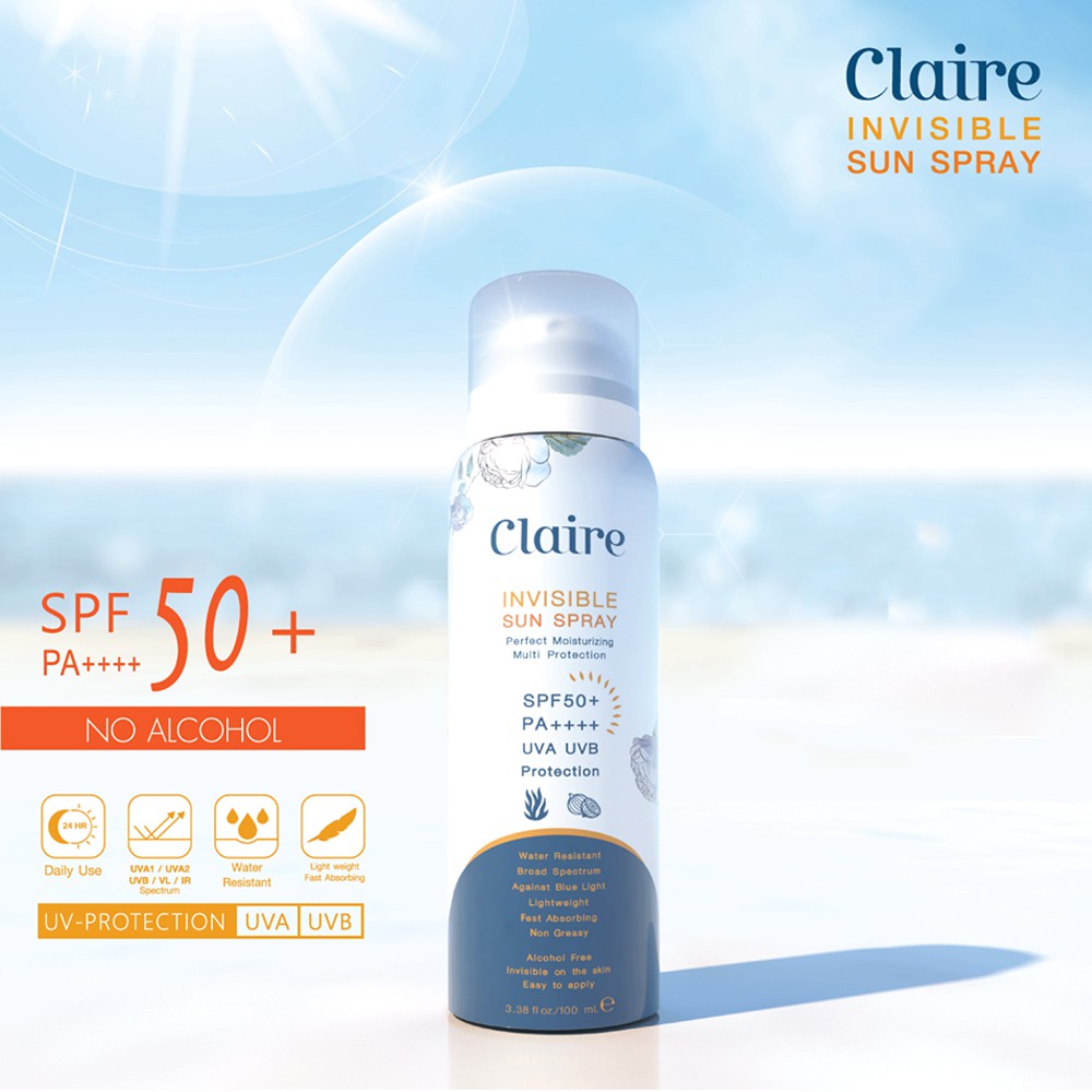 claire-invisible-sun-spray-spf-50-pa-ของเเท้พร้อมส่ง-ไม่เหนียวซึมเร็วมาก