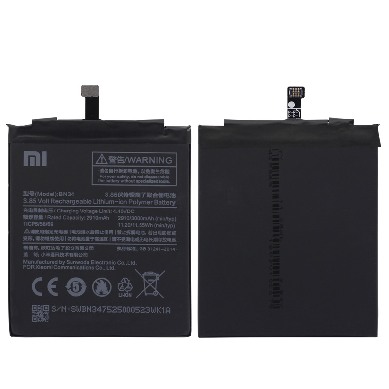 original-แบตเตอรี่-xiaomi-redmi-5a-แบตเตอรี่โทรศัพท์-bn34-ความจุสูง-โทรศัพท์แบตเตอรี่3000mah-ฟรีเครื่องมือโทรศัพท์