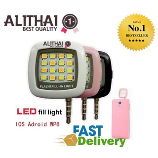 Alithai Gift Portable Mini 16 LED Smart Selfie Flash Fill Light Lamp For iPhone iPad IOS Android White