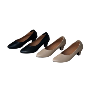 รองเท้าคัทชู หัวแหลม 2 นิ้ว ไซส์ใหญ่ 35-46 สีเบจ พียู [ Beige 2 ] UNTONE